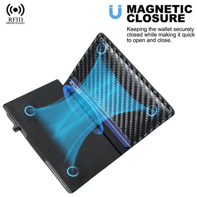 Magnetic Credit Card Holder Luxury Men Wallet Rfid Blocking Pop Up Minimalist Wallet Leather Bank Cardholder Case Vallet for Men - Smarsty