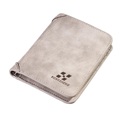 New Men Wallets Credit Card/ID Holder Vintage Brand Male Wallet High Quality PU Leather Photo Holder Foldable Short Men Purse - Smarsty