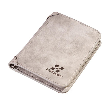 New Men Wallets Credit Card/ID Holder Vintage Brand Male Wallet High Quality PU Leather Photo Holder Foldable Short Men Purse - Smarsty