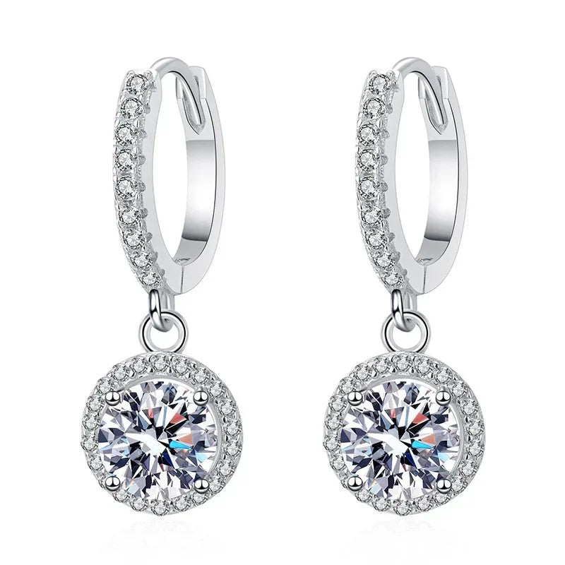 Sterling Silver Moissanite Hoop Earrings Hypoallergenic - Smarsty