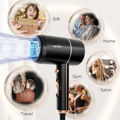 Sejoy 1800W Negative Ion Hair Dryer with Temperature Control - Smarsty