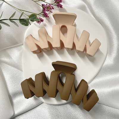 Korean Coffee Beige Acrylic Geometric Hair Claw Clip Large - Smarsty