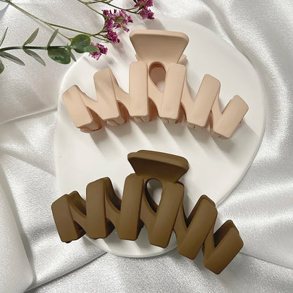 Korean Coffee Beige Acrylic Geometric Hair Claw Clip Large - Smarsty