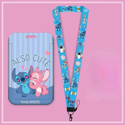 Disney Anime Credential Badge Holder Kawaii Stitch Card Holders Student Campus Lanyard Cards Holder Neck Straps for Kids Gift - Smarsty