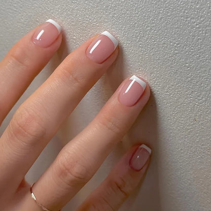 24 Piece Short French Minimalist Nail Set with File and Gel - Smarsty
