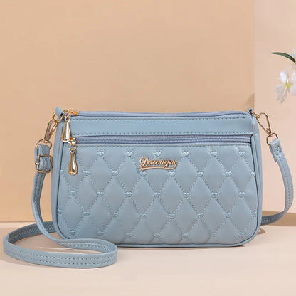 Embroidered Leather Messenger Bag for Women With Fur Accent - Smarsty