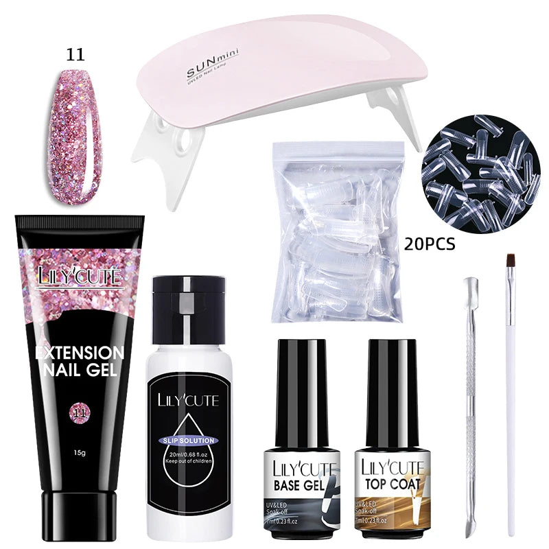 LILYCUTE Nail Gel Set with 6W LED Lamp for Quick Manicure - Smarsty