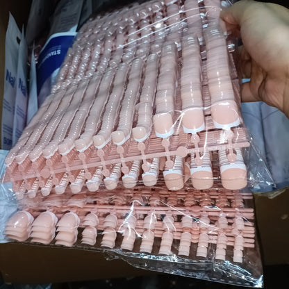 120 Pieces Pink Square Toe Nail Tips Full Cover Extensions - Smarsty