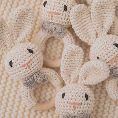 Baby Crochet Rattle Wooden Teether Toy BPA Free Wood Rodent Rabbit Rattle Baby Mobile Play Gym Newborn Educational Music Toys by Smarsty