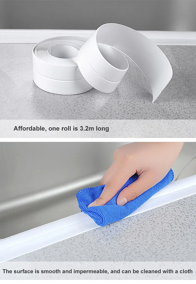 3.2M Bath Caulk Tape Self Adhesive PVC Oil-Proof Kitchen Sink Edge Corner Wall Sticker Waterproof Toilet Sealing Strip Tape - Smarsty