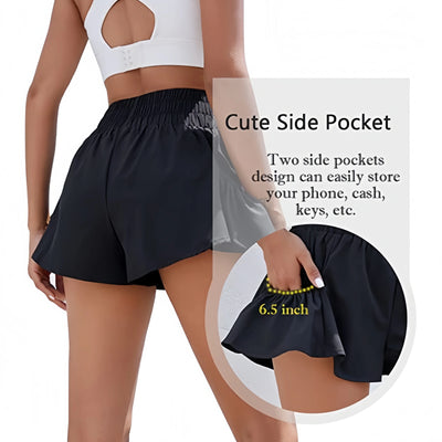 Hotty Hot Solid Color Tennis Skirt Yoga Shorts for Women's Gym Sportswear Pocket Loose Sport Outfit Fitness Runing Workout Short - Smarsty