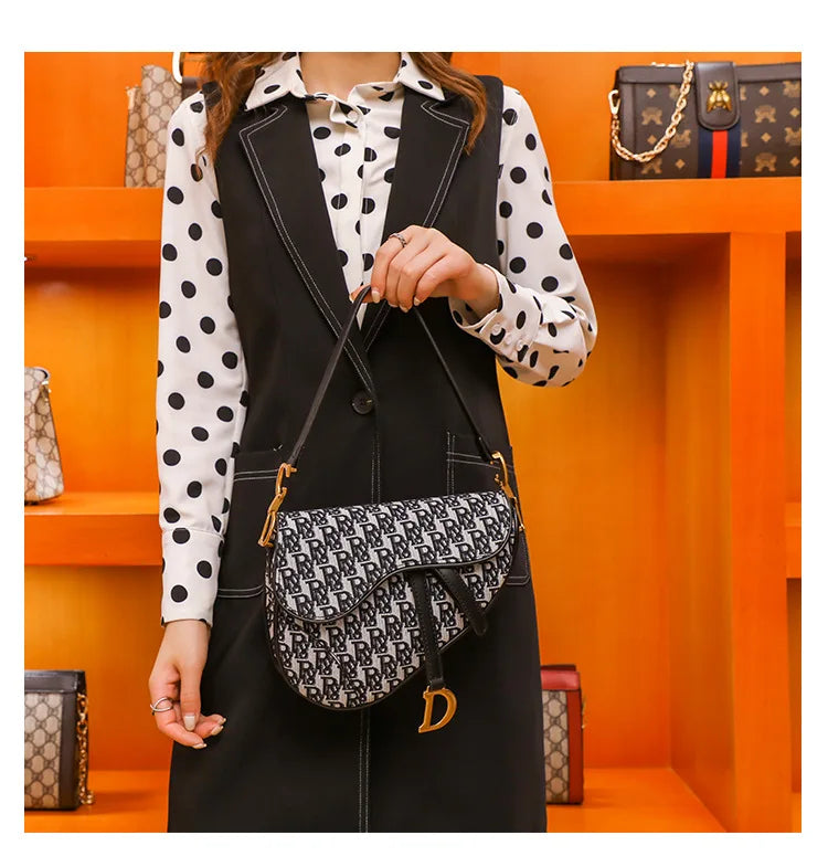Studded Embroidered Shoulder Crossbody Bag Saddle Handbag - Smarsty