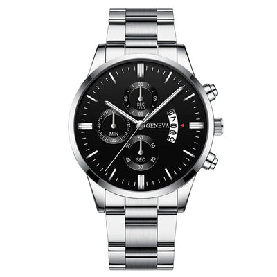 Men's Stainless Steel Quartz Watch Set with Calendar - Smarsty