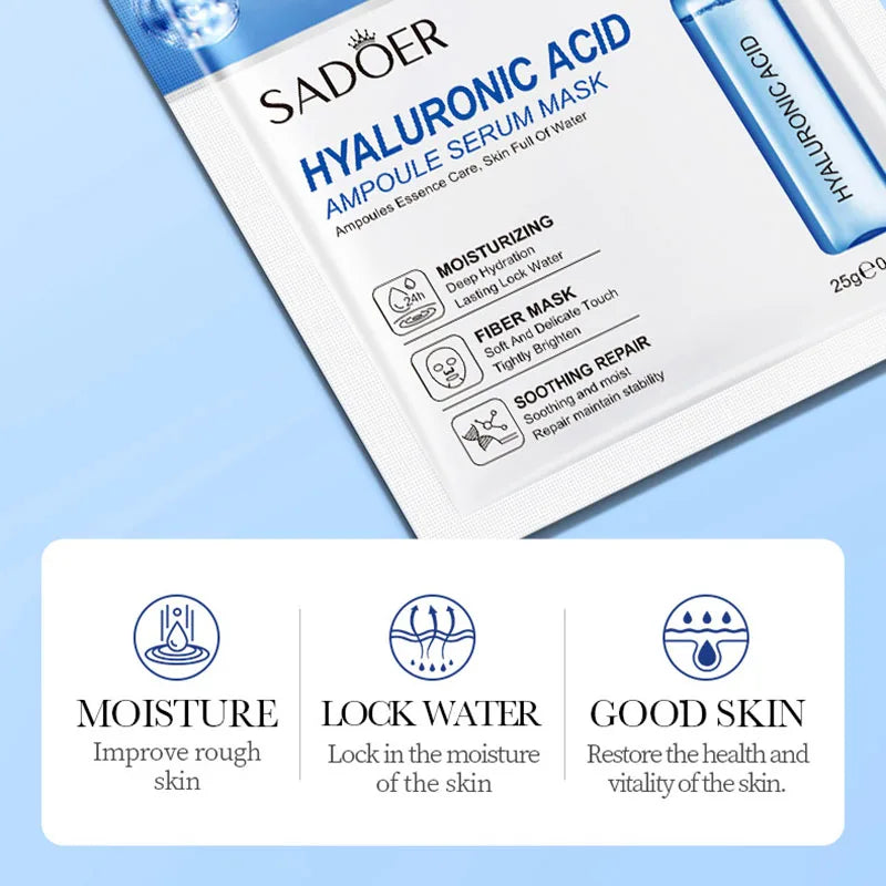 15pcs 24K Gold Hyaluronic Acid Face Masks for Hydration and Brightening - Smarsty
