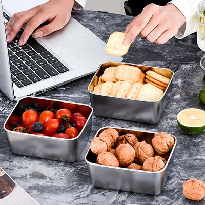 6-Piece Stainless Steel Food Storage Containers Set With Lids - Leakproof, Stackable & Reusable For Camping, Picnics, School - Smarsty