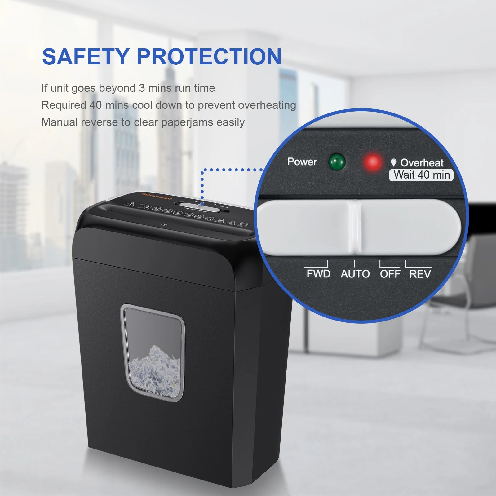 Bonsaii 6-Sheet Cross Cut Paper Shredder Home Office Use with Handle for Document,Mail,Staple,Clip-3.4 Gal Wastebasket