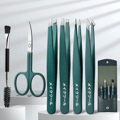 Colorful Stainless Steel Eyebrow Tweezers Set for Precision Hair Removal - Smarsty