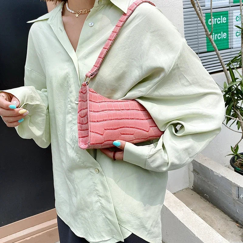 Retro Alligator Print PU Leather Small Women Handbag - Smarsty