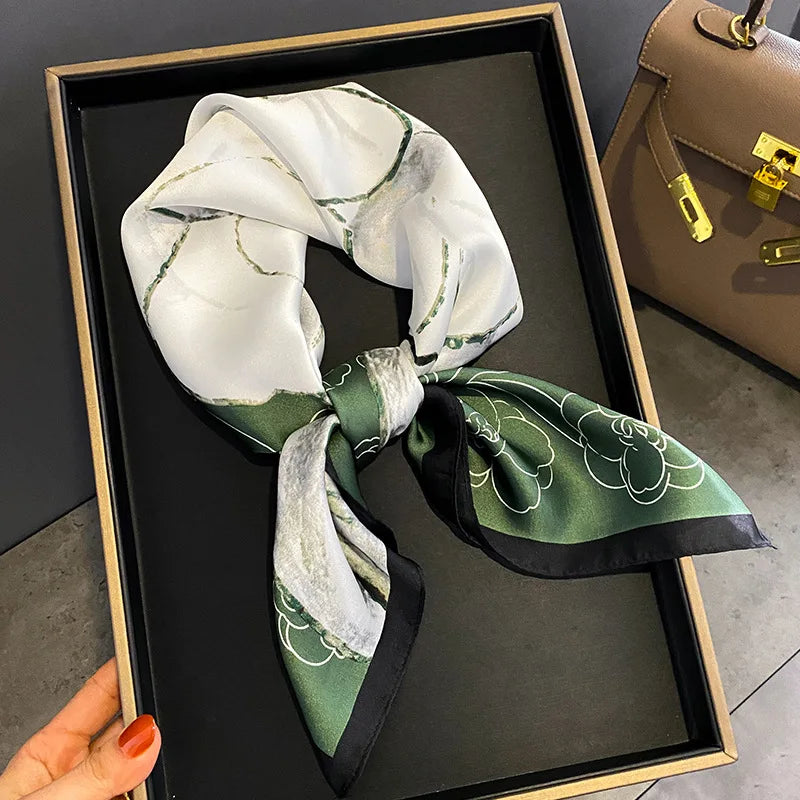 Luxury Silk Square Scarf Soft Satin Neck Hair Tie - Smarsty