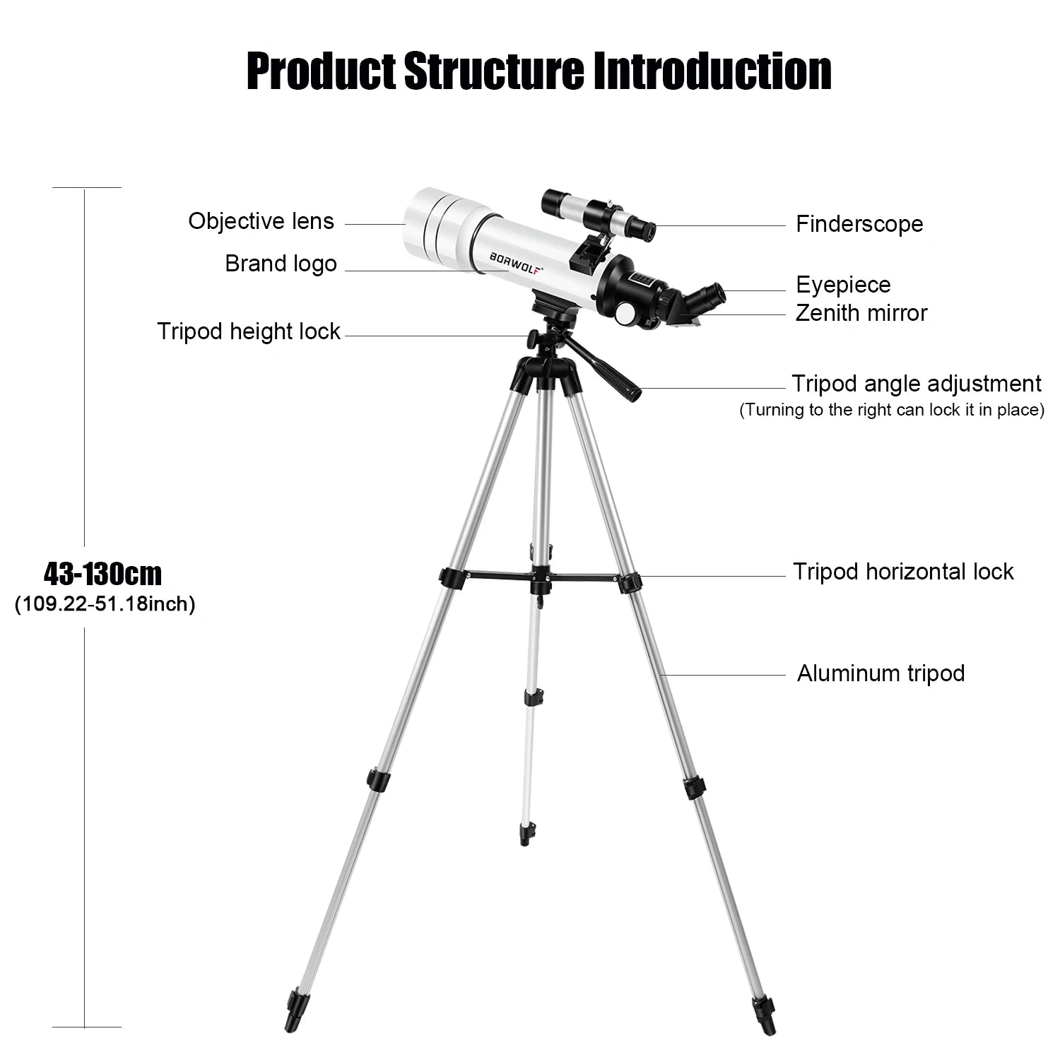 BORWOLF 70400 Professional High-definition Astronomical Telescope 333X To See The Moon and Stars Bird Watching Monocular - Smarsty