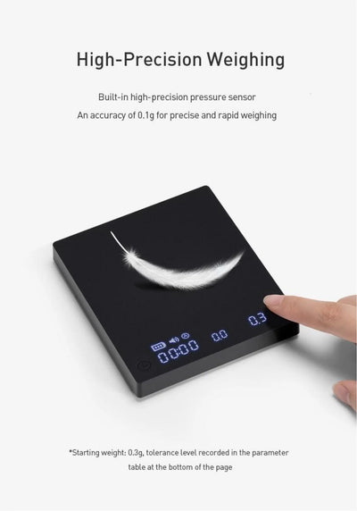 TIMEMORE Store Black Mirror Mini New Espresso Coffee Food Kitchen Scale With Time USB Light Weight Digital Scale by Smarsty