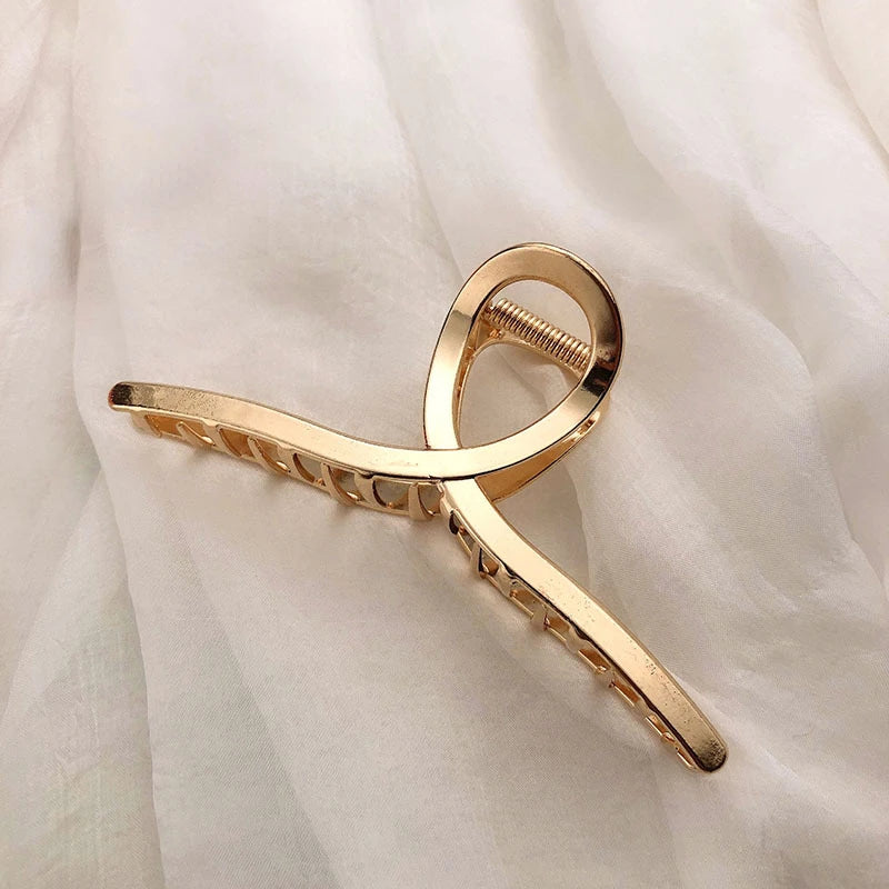 Gold Hollow Geometric Hair Clips for Stylish Women - Smarsty