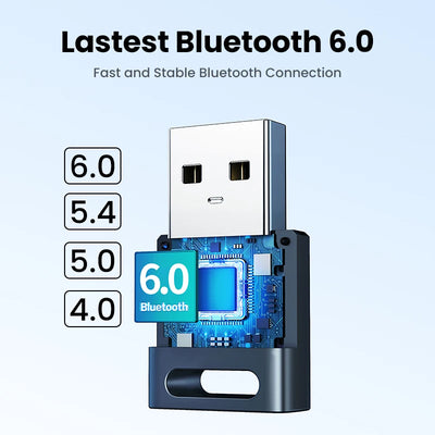 USB Bluetooth Adapter, Bluetooth 6.0 Dongle for PC Windows 11/10/8.1, Bluetooth Receiver & Transmitter for Keyboard/Mouse - Smarsty