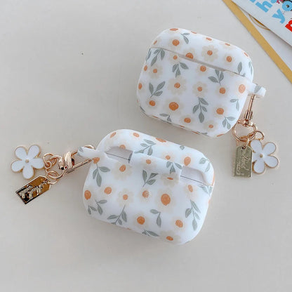 Flower Print Silicone Case For Apple AirPods 4 With Keychain - Smarsty