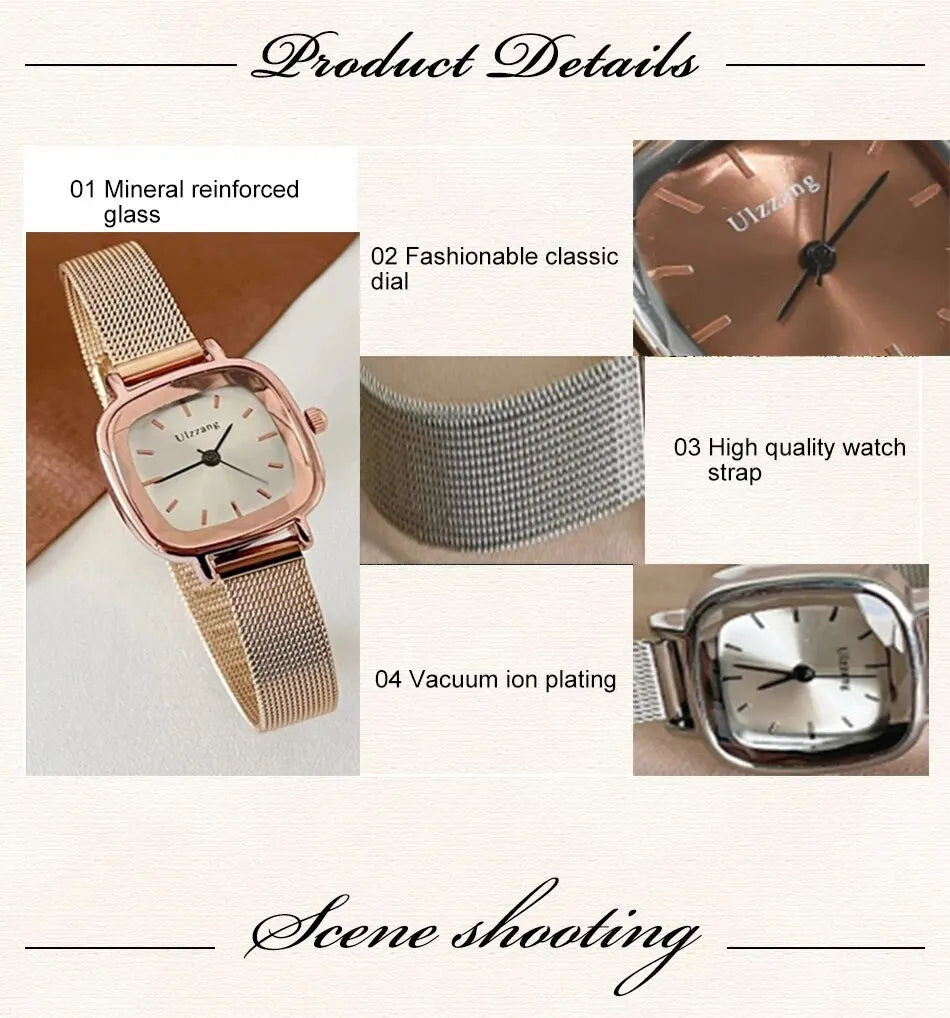 Fashion Women Small Dial Quartz Watch with Mesh Strap - Smarsty