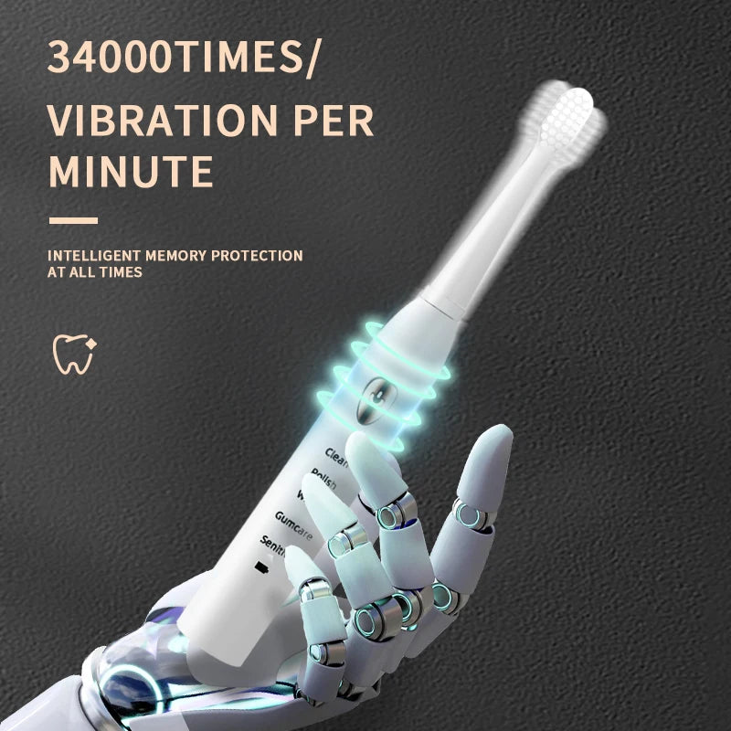 Jianpai Black White Acoustic Electric Toothbrush with USB Charging - Smarsty