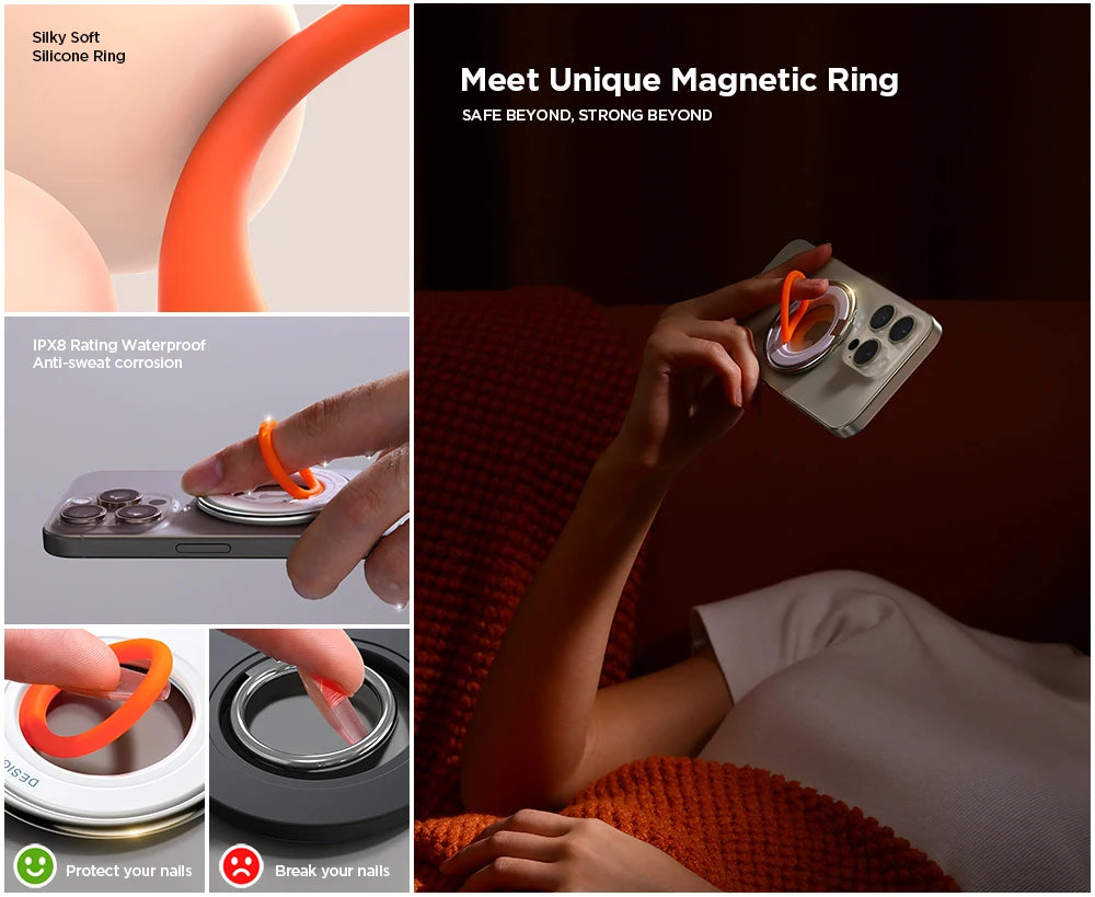 Magnetic Ring Phone Holder With Silicone Kickstand - Smarsty