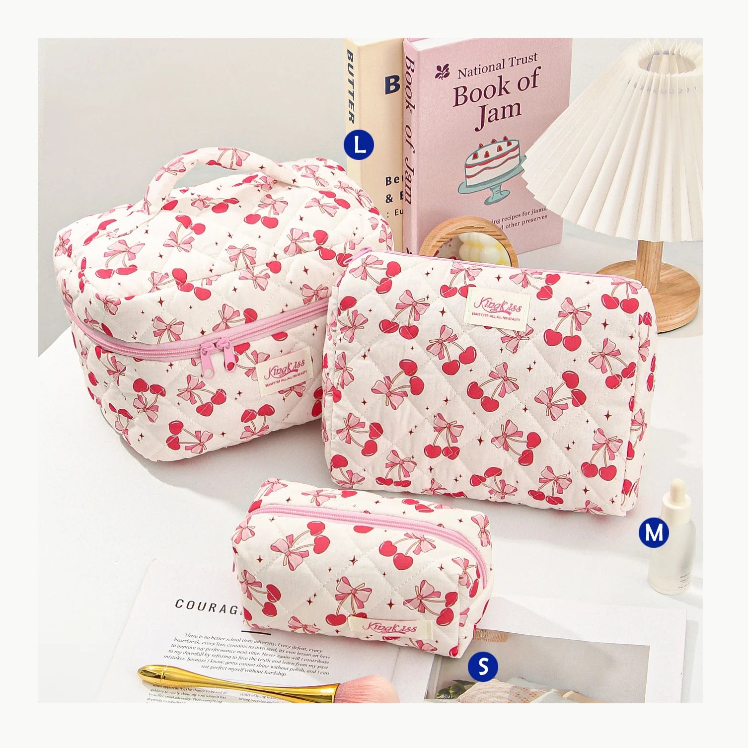 1pcs Cute Quilted Cotton Makeup Bag Women Zipper Cosmetic Organizer Cloth Handbag Box Shape Portable Toiletry Case for Girls - Smarsty
