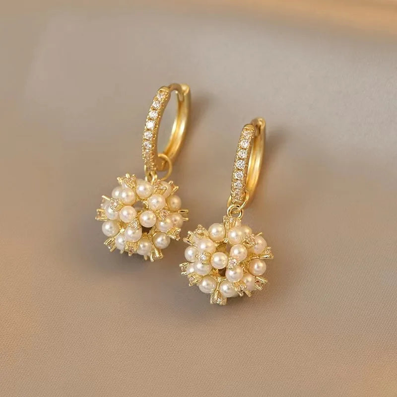Minimal Geometric Circle Pearl Stud Earrings for Women - Smarsty