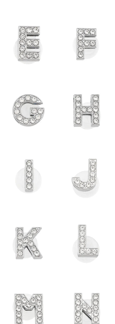 1PC Shoe Charms Glitter Rhinestone Letter Crystal Alphabet Shoes Charm Decorations Jewelry Slider Bracelet Wristbands Accessorie - Smarsty