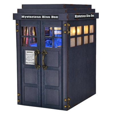 Book Nook Kit Mysterious Telephone Booth DIY Wooden Puzzle Handmade Bookshelf Dollhouse Model Bookend Building Home Decoration - Smarsty