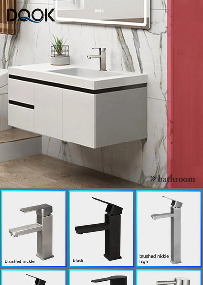 Black Square Bathroom Faucet Hot and Cold Mixer - Smarsty