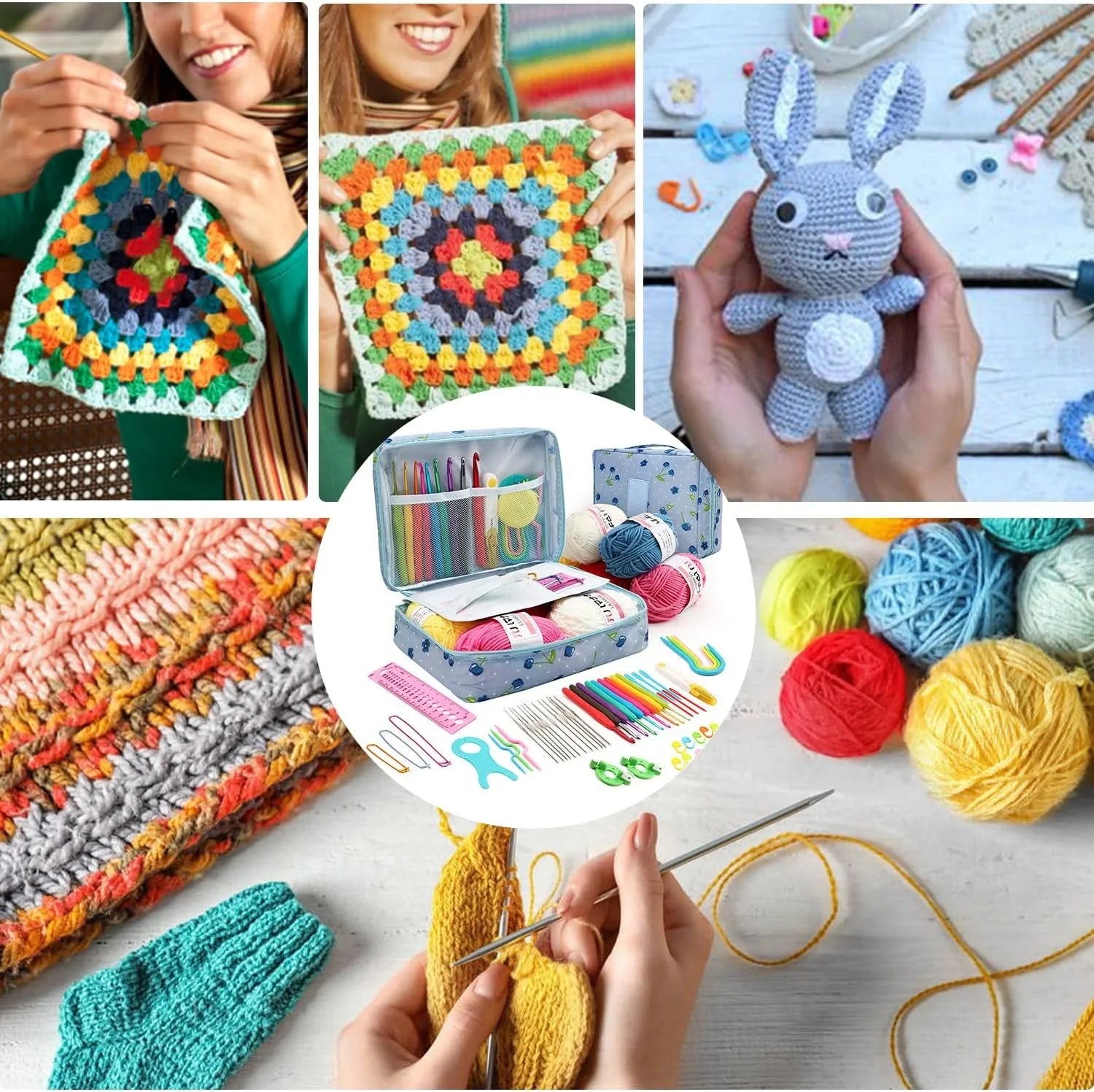 Portable Crochet Knitting Set with 59 Pieces and Storage Bag - Smarsty