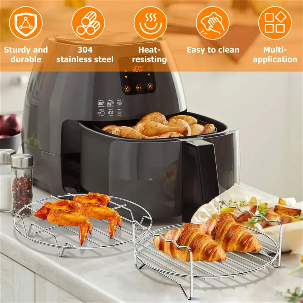 Stainless Steel Air Fryer Rack Set for BBQ Cooking - Smarsty