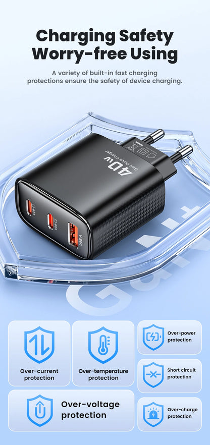 40W GaN USB C Travel Charger Fast Charge for Phones - Smarsty