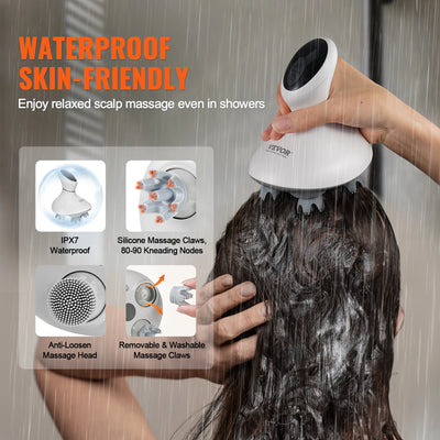 SucceBuy Electric Scalp Massager Rechargeable Head Massager Hair Growth Waterproof Portable Kneading Electric Scalp Scratcher
