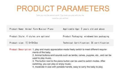 Kids Cartoon Piano Keyboard Game with Animal Sounds Flashing Light Music Baby Instrument Music Toys Educational Toys Kids Gifts by Smarsty
