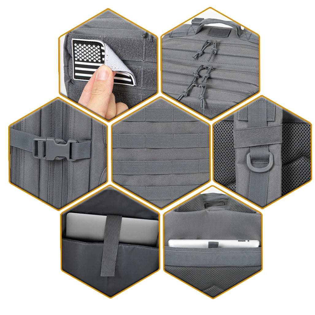 45L Tactical Backpack Molle for survival Assault Pack CCW 3 Day survival Bag Hiking Treeking Rucksack heavy duty backpack - Smarsty