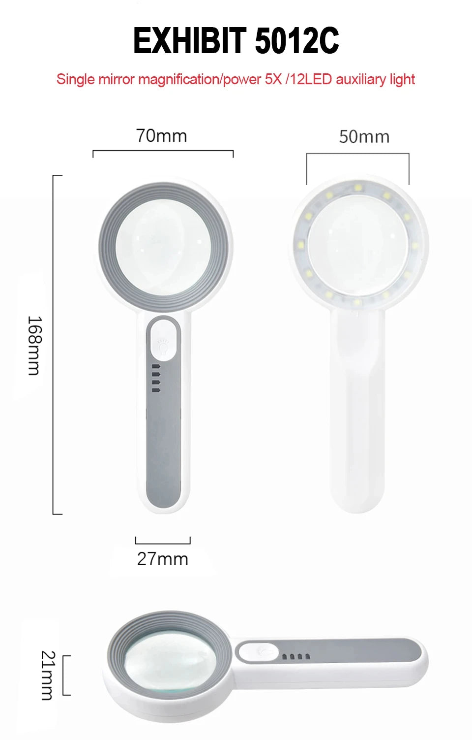 Rechargeable Handheld Magnifier with LED Light for Easy Reading - Smarsty