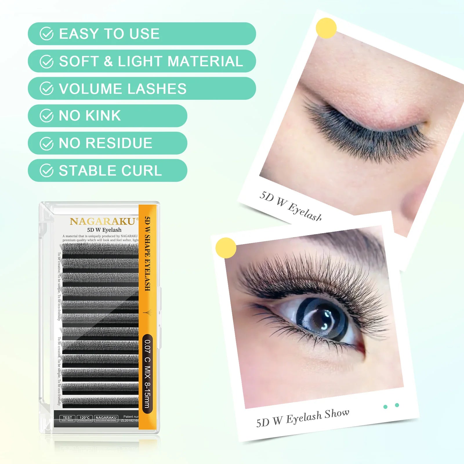 NAGARAKU 3D W Shape Premade Fans Eyelash Extensions - Smarsty