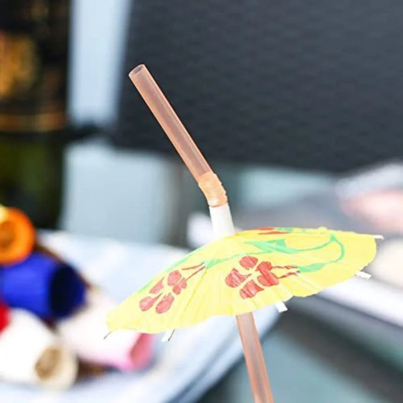Flamingo Drinking Straws with Tropical Umbrellas for Parties - Smarsty