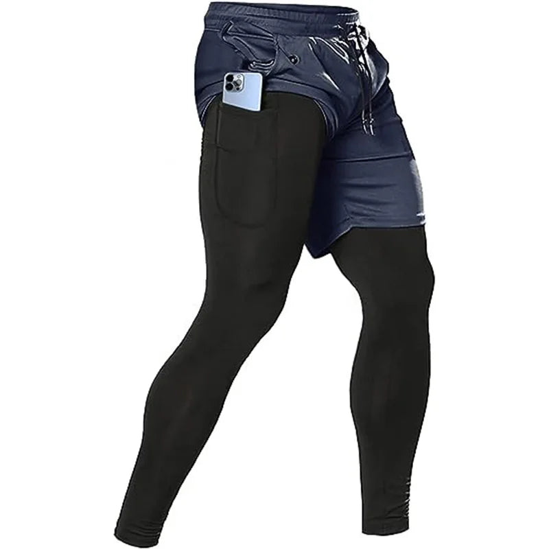 Men's Sport Pants 2 in1 Training Athletic Tracksuits Sportswear Workout Male Jogging Trousers Gym Fitness Running Pants Men - Smarsty
