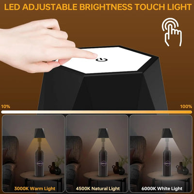 Wireless Touch Control Bottle Lamp with Dimmable Colors - Smarsty