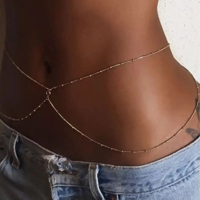 Women’s Boho Rhinestone Metal Waist Chain Jewelry - Smarsty