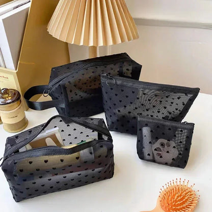 Mesh Heart Makeup Bags Waterproof Washable Organizer - Smarsty