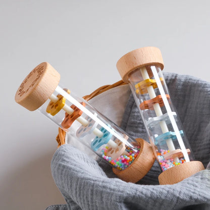 Montessori Baby Rain Stick Rainbow Hourglass Rain Music Rattle Baby Educational Toy Colorful Montessori Sensory Toys for Kids - Smarsty